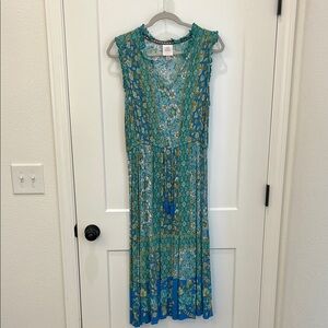 Knox Rose Teal and Olive Floral Maxi Dress